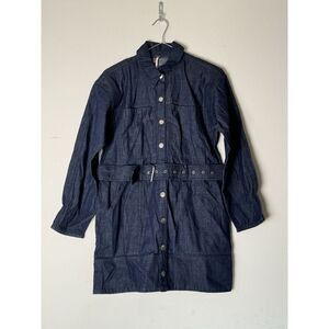 Free People Esme Denim Mini Dress‎ Size XS Blue Long Sleeve